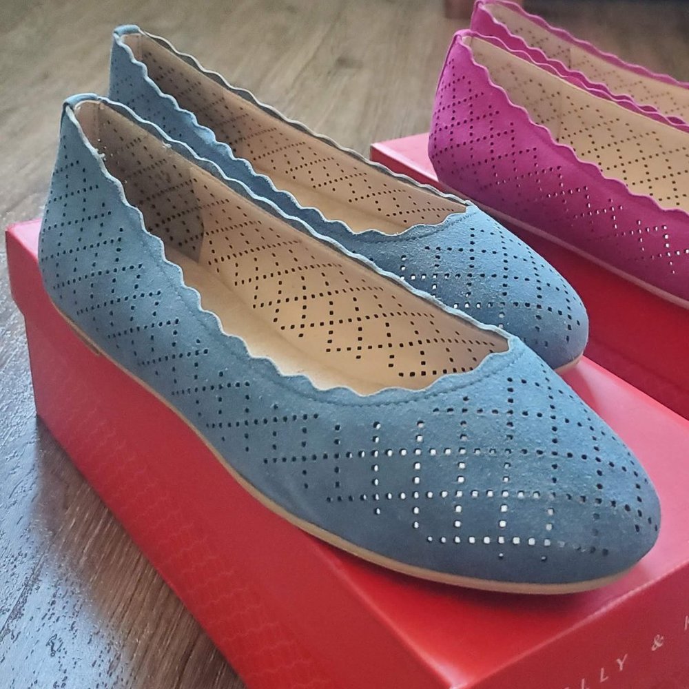 Kelly and Katie Posh Kid Suede Flats - Powder Blue